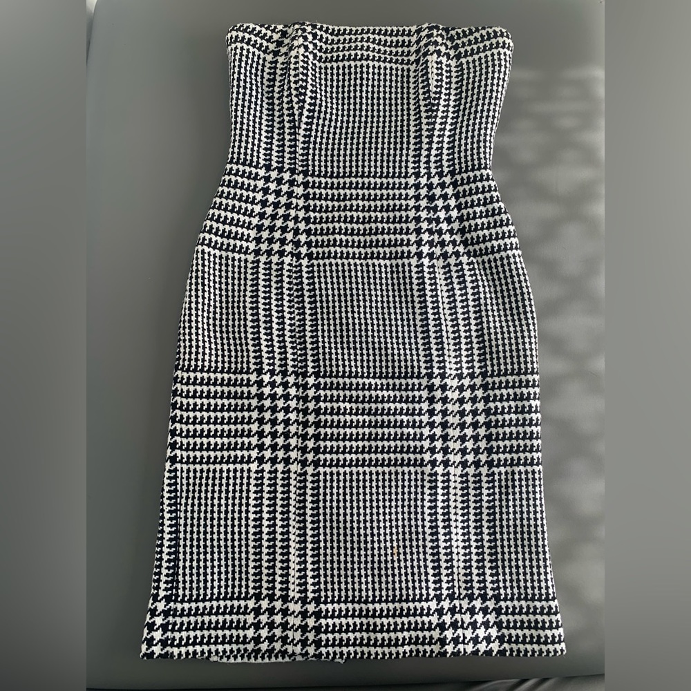 Bloomingdale’s Houndstooth Strapless Dress